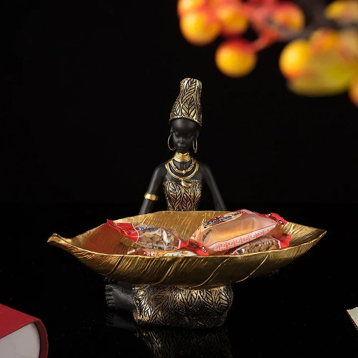 Figurine - Golden African Tray