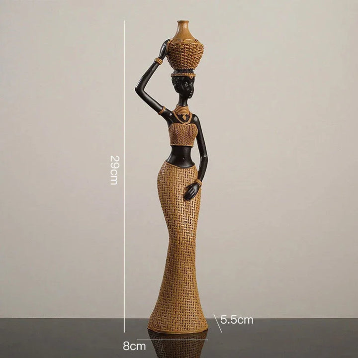 African Tribal Woman Bowl Holder Decorative Statue