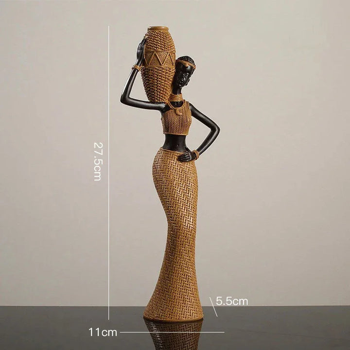 African Tribal Woman Bowl Holder Decorative Statue