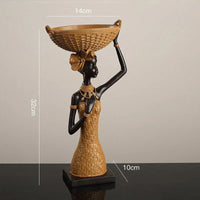 African Tribal Woman Bowl Holder Decorative Statue