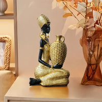African Tribal Woman Bowl Holder Decorative Statue