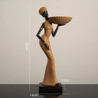 African Tribal Woman Bowl Holder Decorative Statue