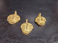 3 African brass pendant, small tribal mask pendant, Ghana Ashanti brass pendants