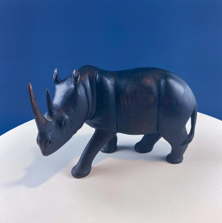 African Rhino Carved Wood Sculpture. Figurine for Animal & Safari Lovers. Wildlife Statue. Gift for Him, Dad, Friend. Ethnic Art Home Decor.