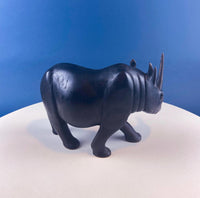 African Rhino Carved Wood Sculpture. Figurine for Animal & Safari Lovers. Wildlife Statue. Gift for Him, Dad, Friend. Ethnic Art Home Decor.