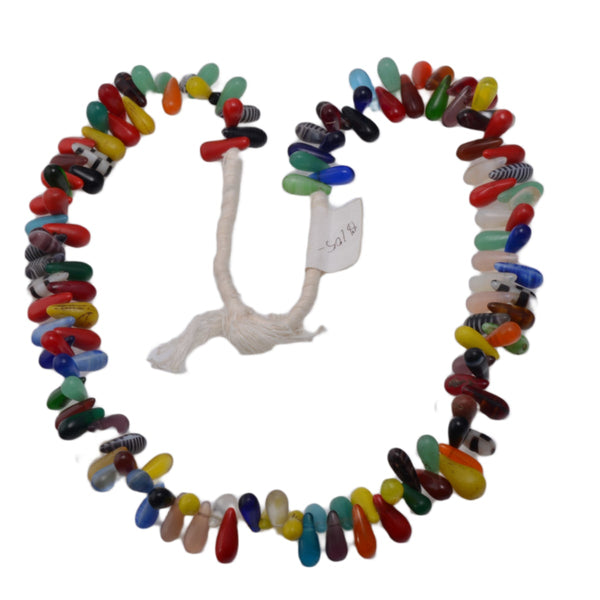 African Mali Wedding Glass Bead Strand - Multicolor Drop Beads 41 Inches
