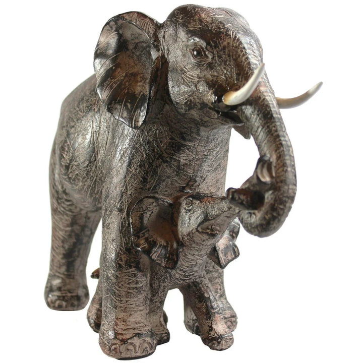 Large African Elephant and Calf Statue Decorative Home and Garden Decor