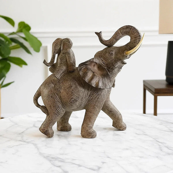 Large African Elephant and Calf Statue Decorative Home and Garden Decor