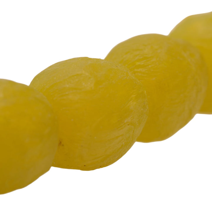 African Sand Cast Glass Beads: Mustard Yellow Matte Finish 12x13mm Strand