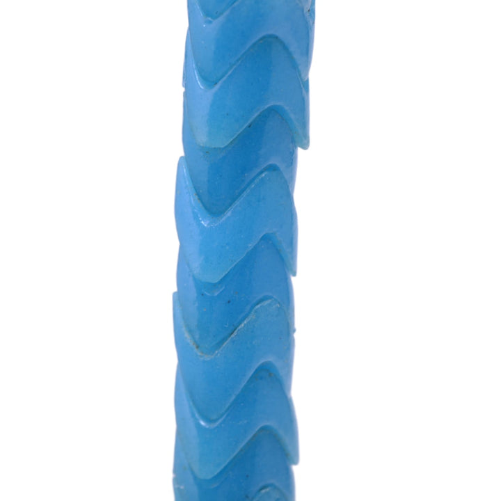 Turquoise Blue Glass African Snake Bead Strand - 7 Inch Carved Tube Beads