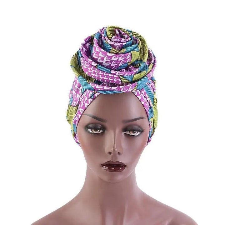 New Vintage African Print Stretch Bandana Head Wrap Long Scarf satin Floral Women Party Turban Headwear Cap Hair Accessories