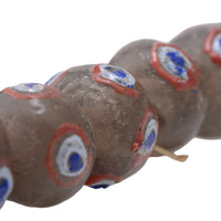 African Sand Cast Glass Evil Eye Beads 14x10mm - Traditional Protection Beads