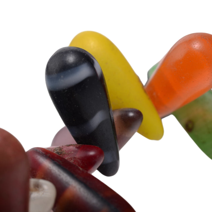 African Mali Wedding Glass Bead Strand - Multicolor Drop Beads 41 Inches