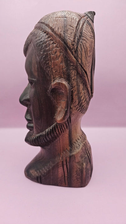 Vintage Solid Wood African Carved Monk Sculpture – 8.5" x 4"