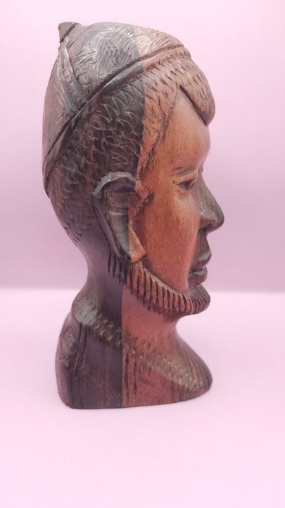 Vintage Solid Wood African Carved Monk Sculpture – 8.5" x 4"