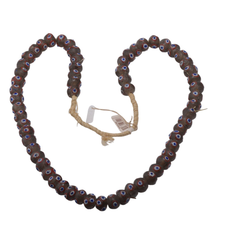 African Sand Cast Glass Evil Eye Beads 14x10mm - Traditional Protection Beads